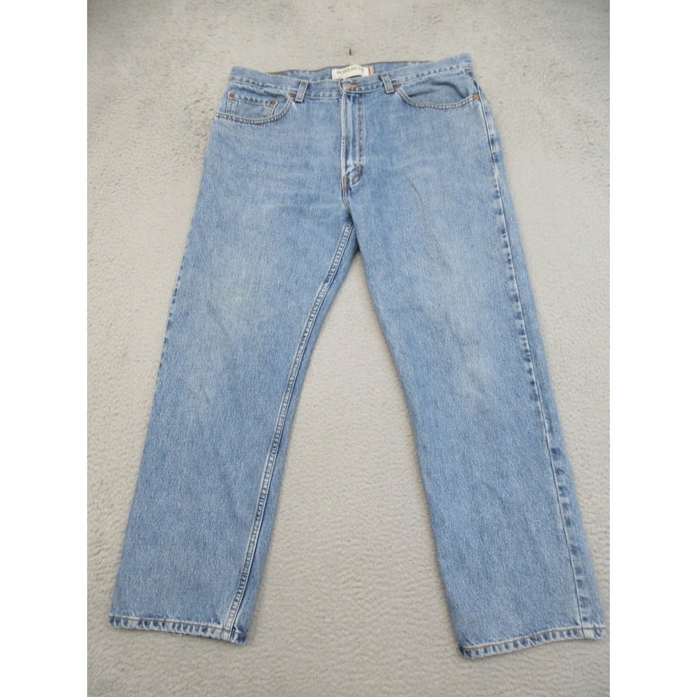 Levis 505 Jeans Mens 38x30 Light Wash Regular Fit Straight Workwear Normcore